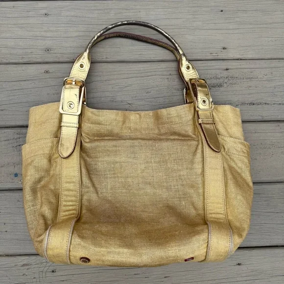 MZ Wallace tote bag purse in gold nylon - Picture 3 of 14